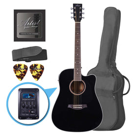 Artist LSPCEQ Black Beginner Acoustic Electric Guitar Pack