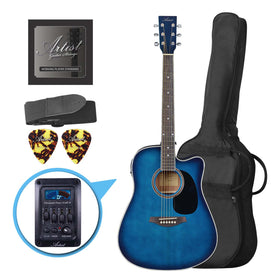 Artist LSPCEQ Blue Beginner Acoustic Electric Guitar Pack