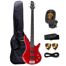 Artist ABA200 Red Bass Guitar w/ Accessories