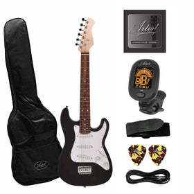 Artist MiniG Black 3/4 Size Electric Guitar w/ Accessories
