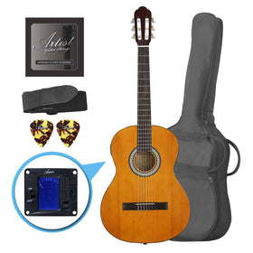 Artist CL44SPKAM Full Size Classical Guitar Pack, Nylon, Slim Neck